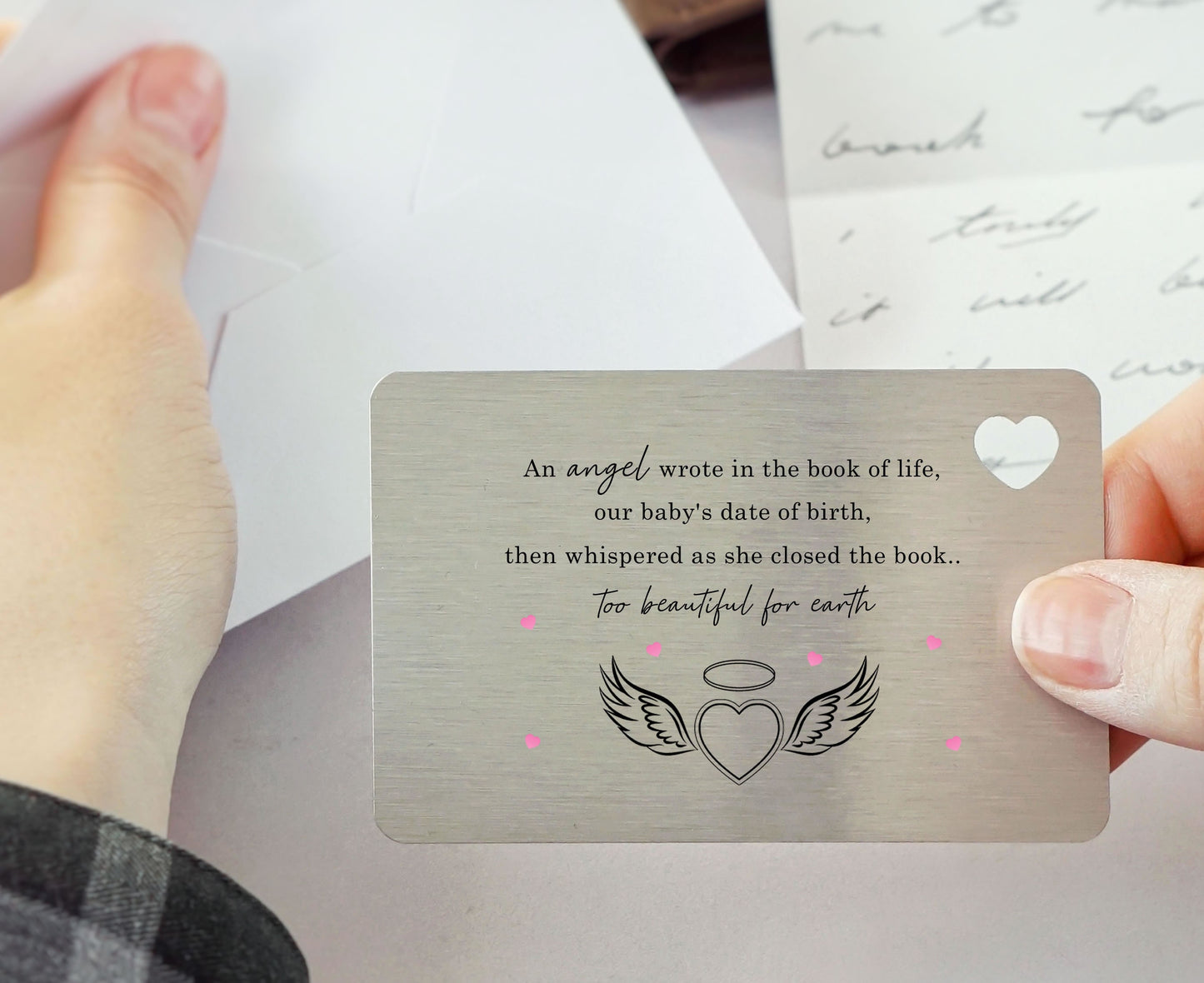 Baby Loss Memorial Metal Wallet Card: Angel Poem Keepsake