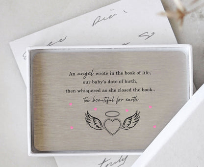 Baby Loss Memorial Metal Wallet Card: Angel Poem Keepsake