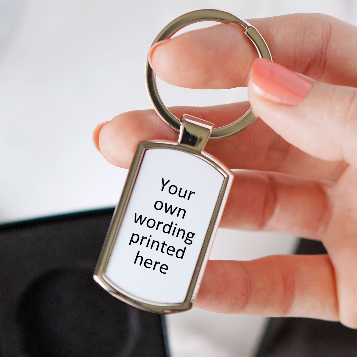 Personalised Your Own Wording Metal Keyring