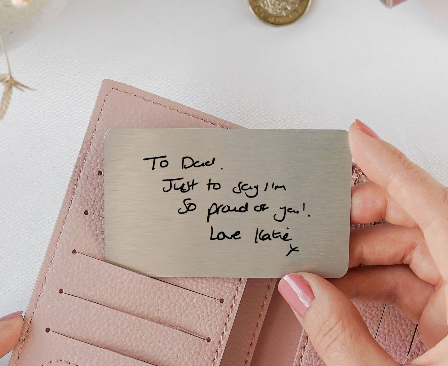 Personalised OWN HANDWRITING Sentimental Keepsake Wallet Card