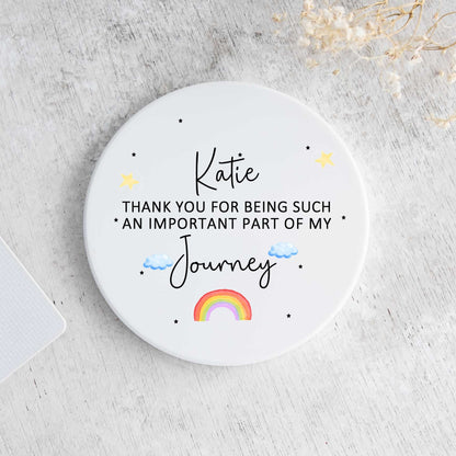 Personalised Thank You Rainbow Ceramic Coaster