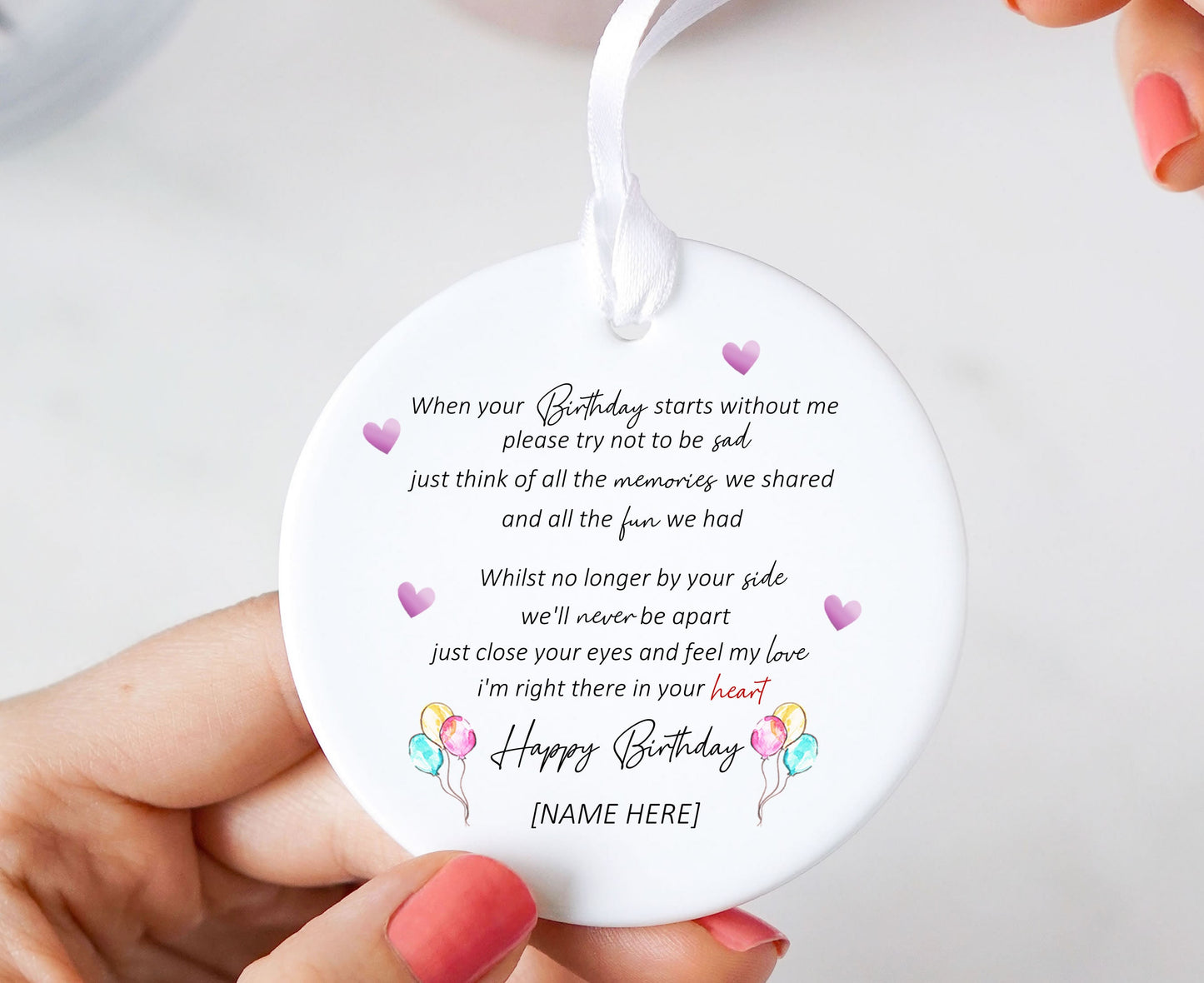 Personalised Birthday Starts Without Me Memorial Keepsake Ornament
