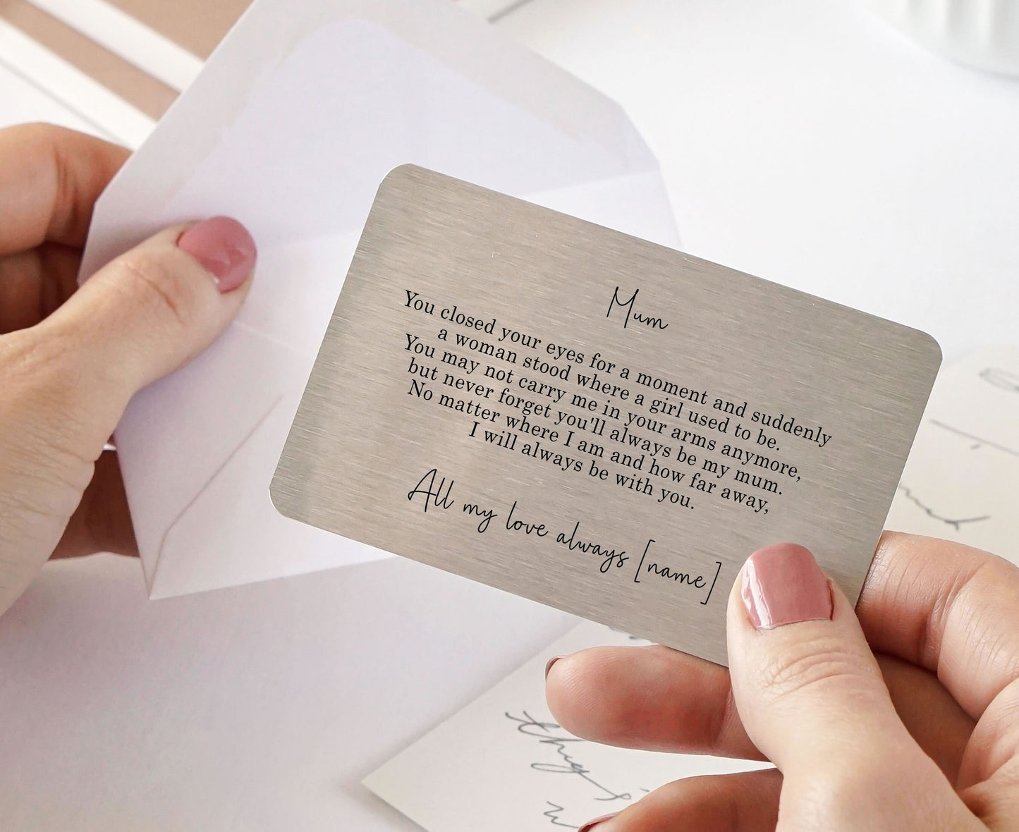 Personalised To Mum Sentimental Poem Metal Wallet Card
