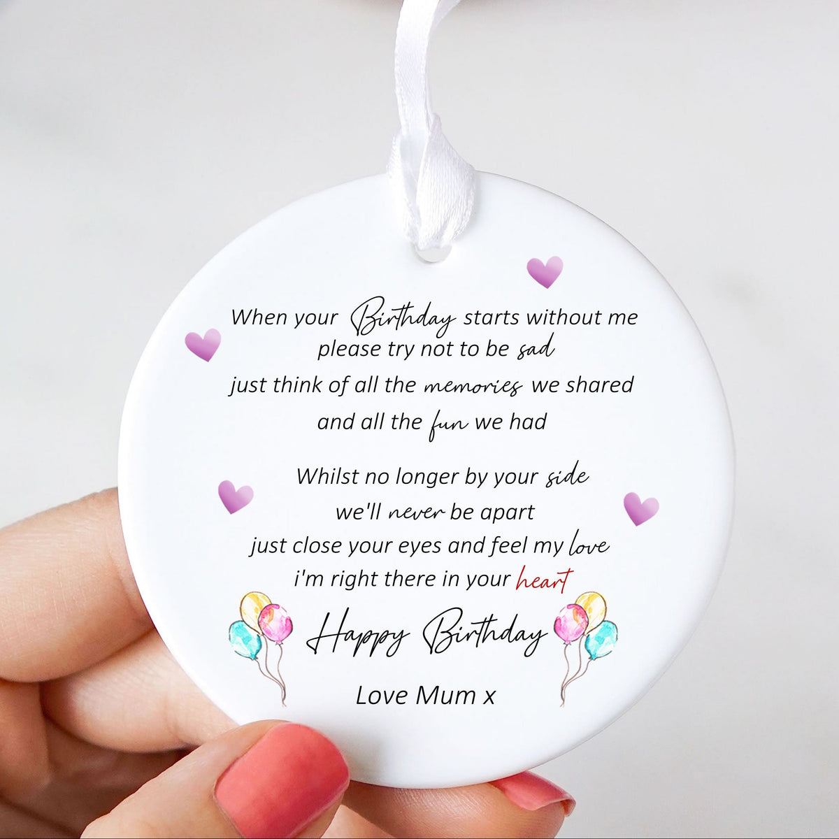 Personalised Birthday Starts Without Me Memorial Keepsake Ornament