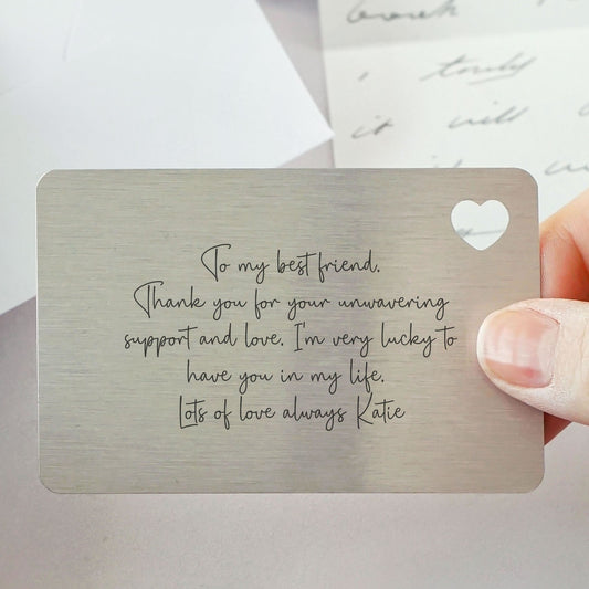 Personalised Sentimental Keepsake Wallet Card - Own Wording Scripted Font