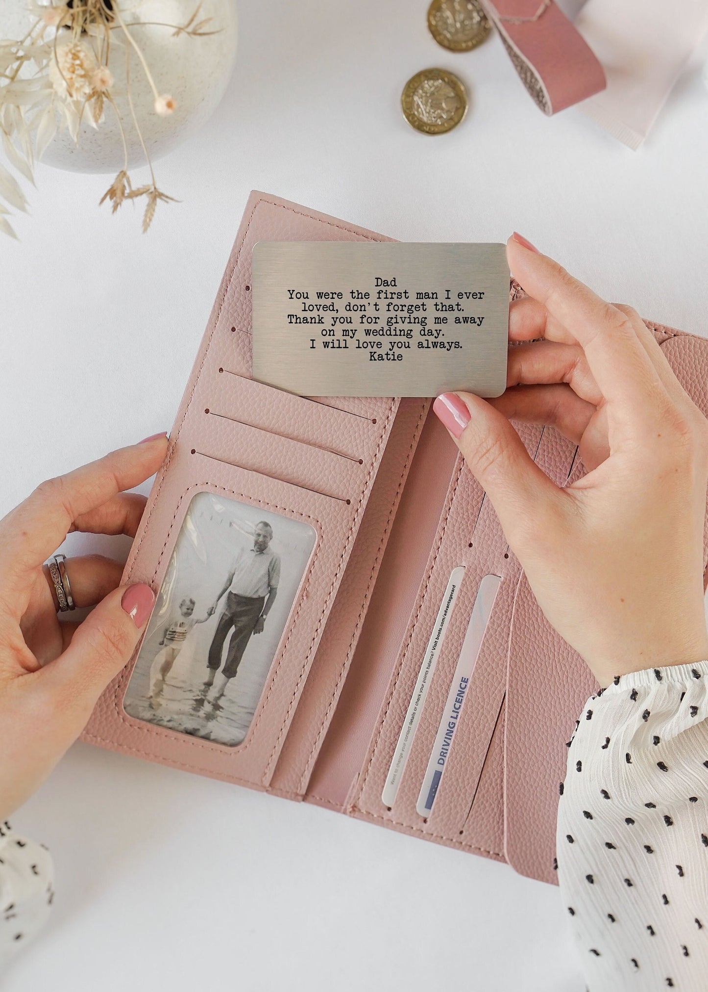Personalised Wallet Card - Your Own Wording Message - Typewrite Stye Font