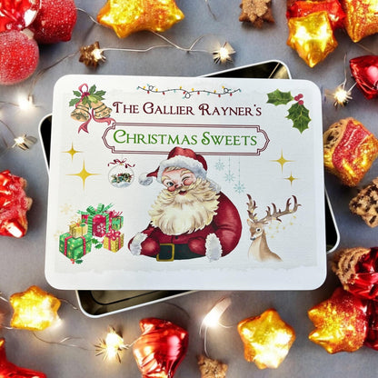 Personalised Family Name Christmas Sweets Vintage Metal Tin