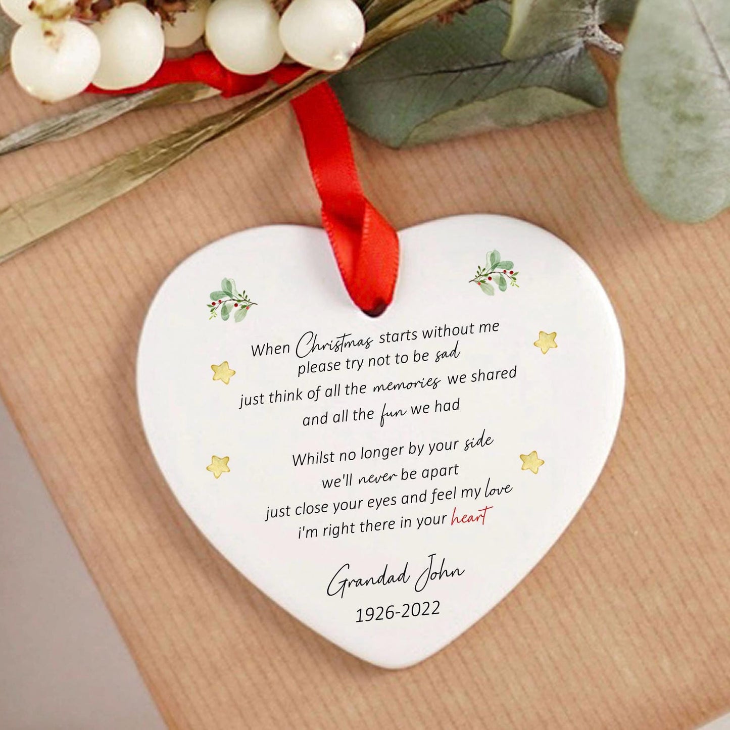 Personalised When Christmas Starts Without Me Memorial Christmas Tree Bauble