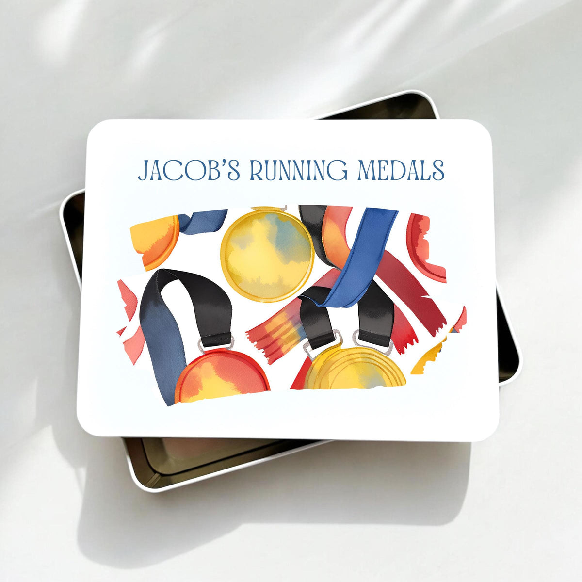 Personalised Running Medals Metal Storage Tin