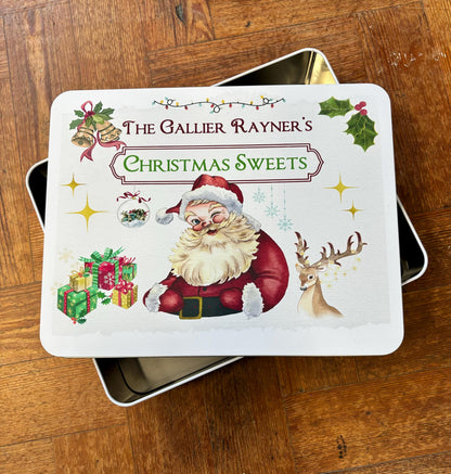 Personalised Family Name Christmas Sweets Vintage Metal Tin