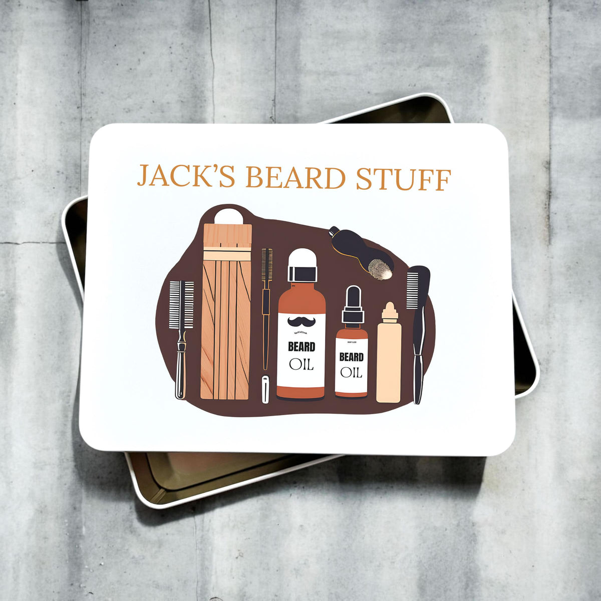 Personalised Shaving Beard Grooming Storage Tin