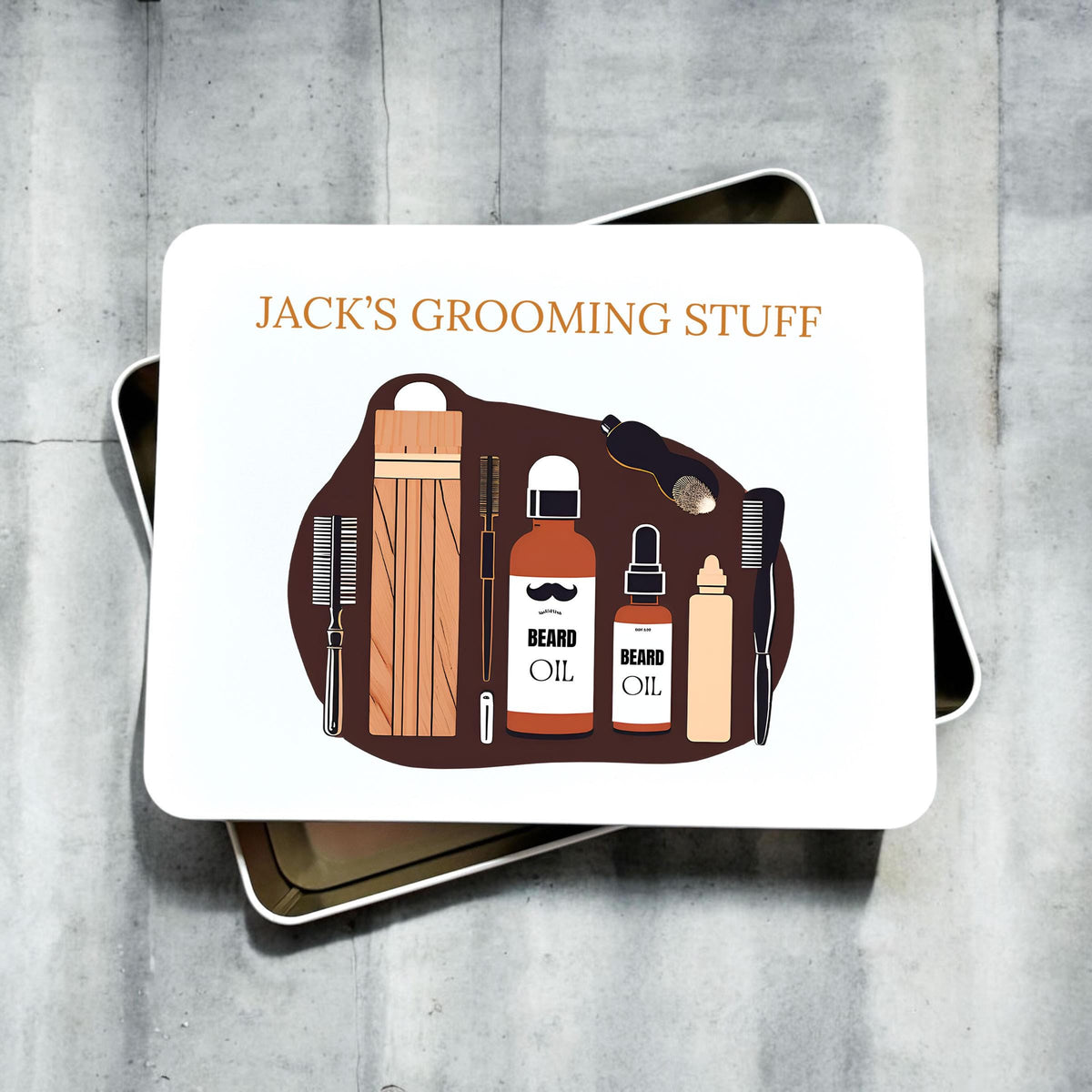 Personalised Shaving Beard Grooming Storage Tin