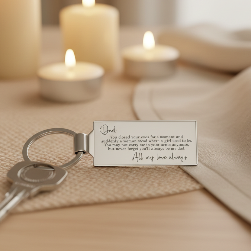 Dad From Daughter or Son Poem Metal Keyring