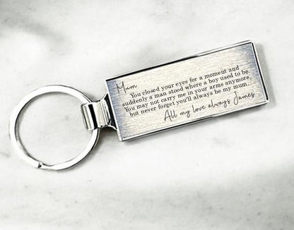 Personalised Mum From Daughter or Son Sentimental Poem Metal Keyring