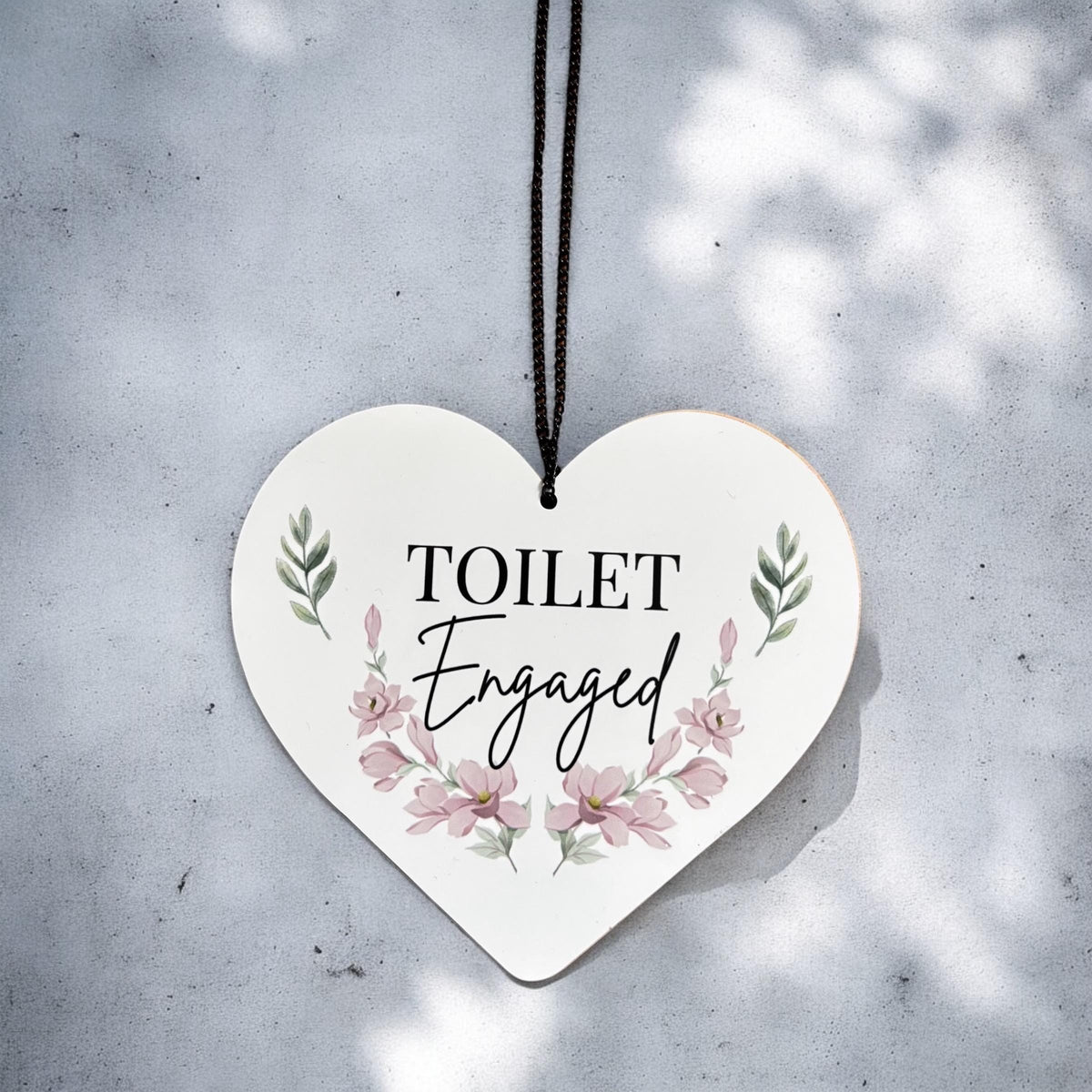 Toilet Engaged Vacant Heart Shaped Double Sided Hanging Metal Sign