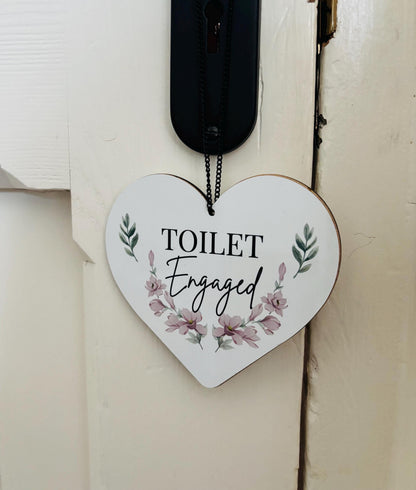 Toilet Engaged Vacant Heart Shaped Double Sided Hanging Metal Sign