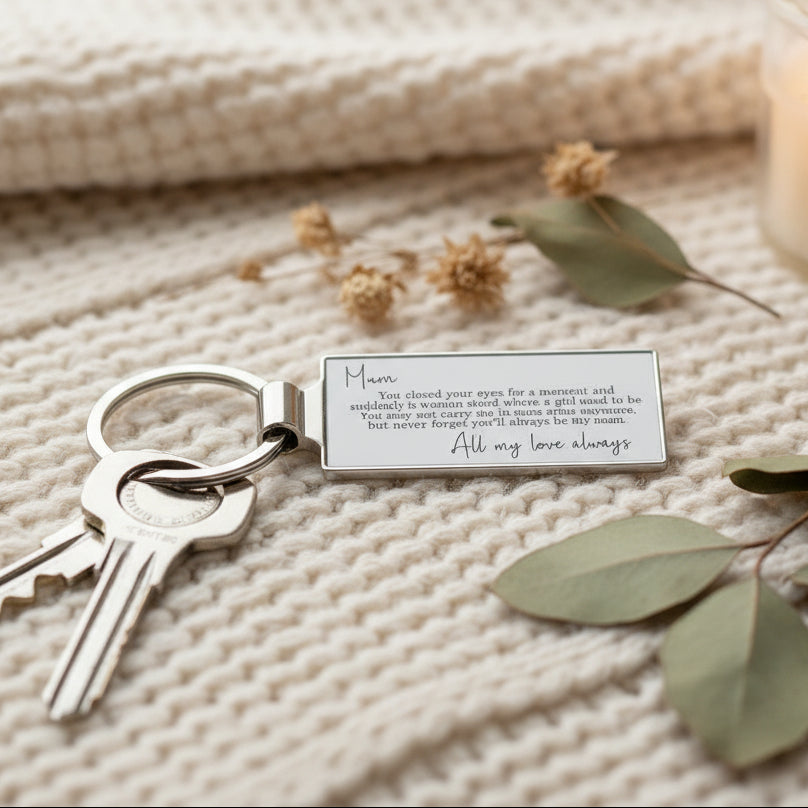 Mum From Daughter or Son Poem Metal Keyring