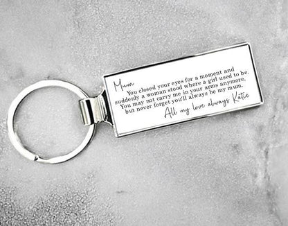 Personalised Mum From Daughter or Son Sentimental Poem Metal Keyring