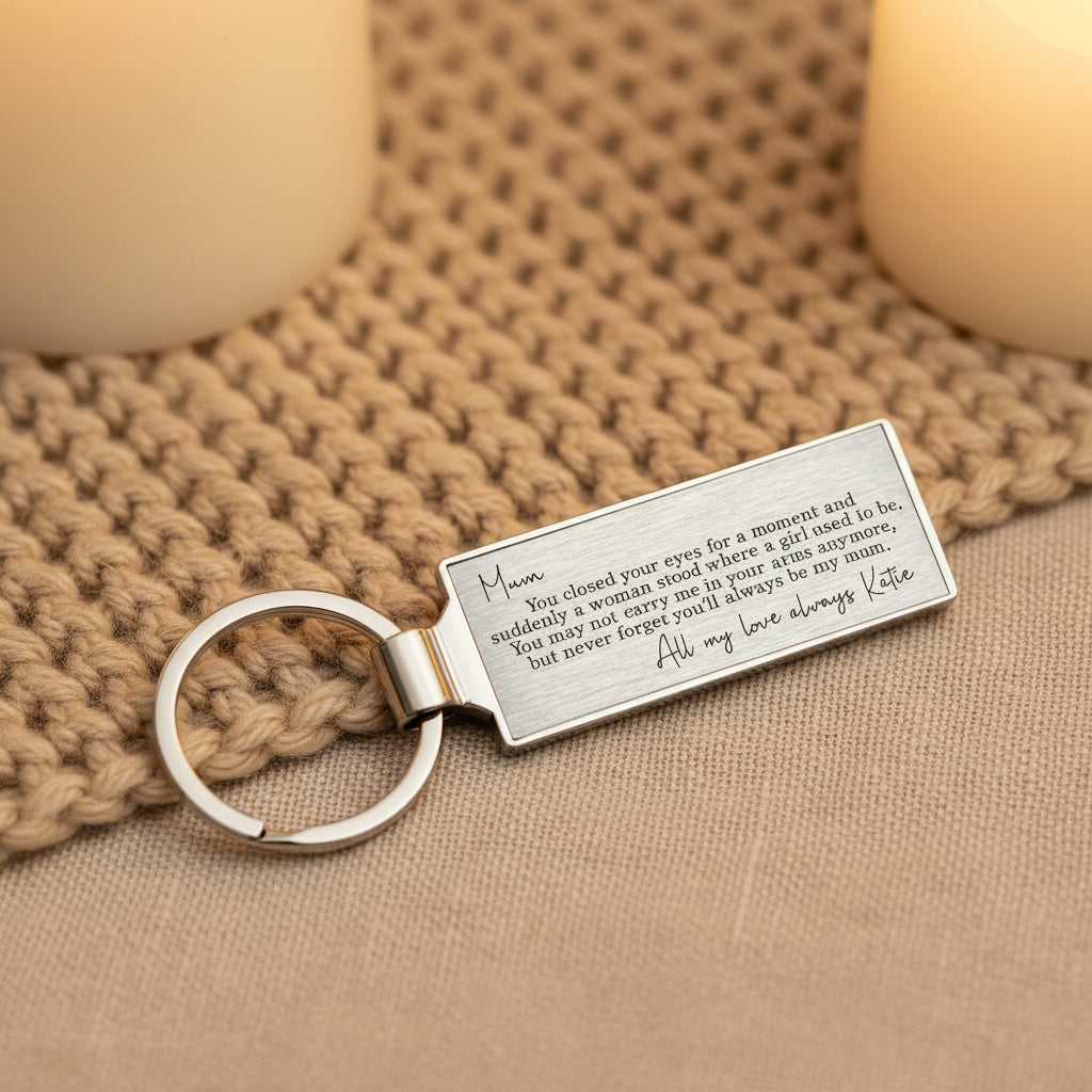 Personalised Mum From Daughter or Son Sentimental Poem Metal Keyring