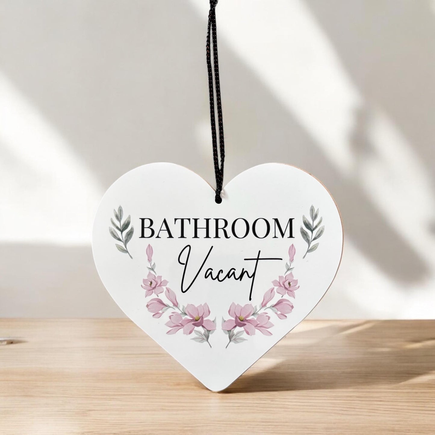 Bathroom Engaged Vacant Heart Shaped Double Sided Hanging Metal Sign