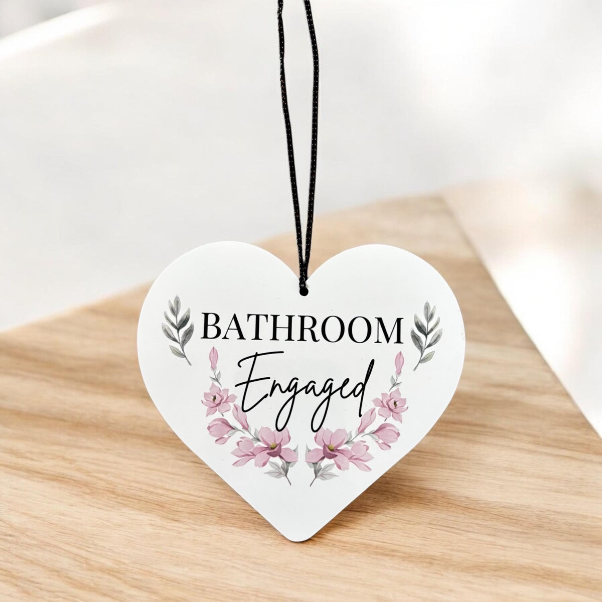 Bathroom Engaged Vacant Heart Shaped Double Sided Hanging Metal Sign