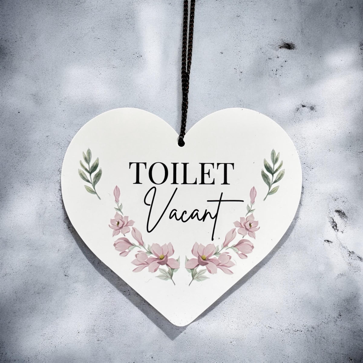 Toilet Engaged Vacant Heart Shaped Double Sided Hanging Metal Sign