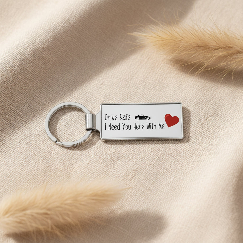 Drive Safe I Need You Here With Me Metal Keyring