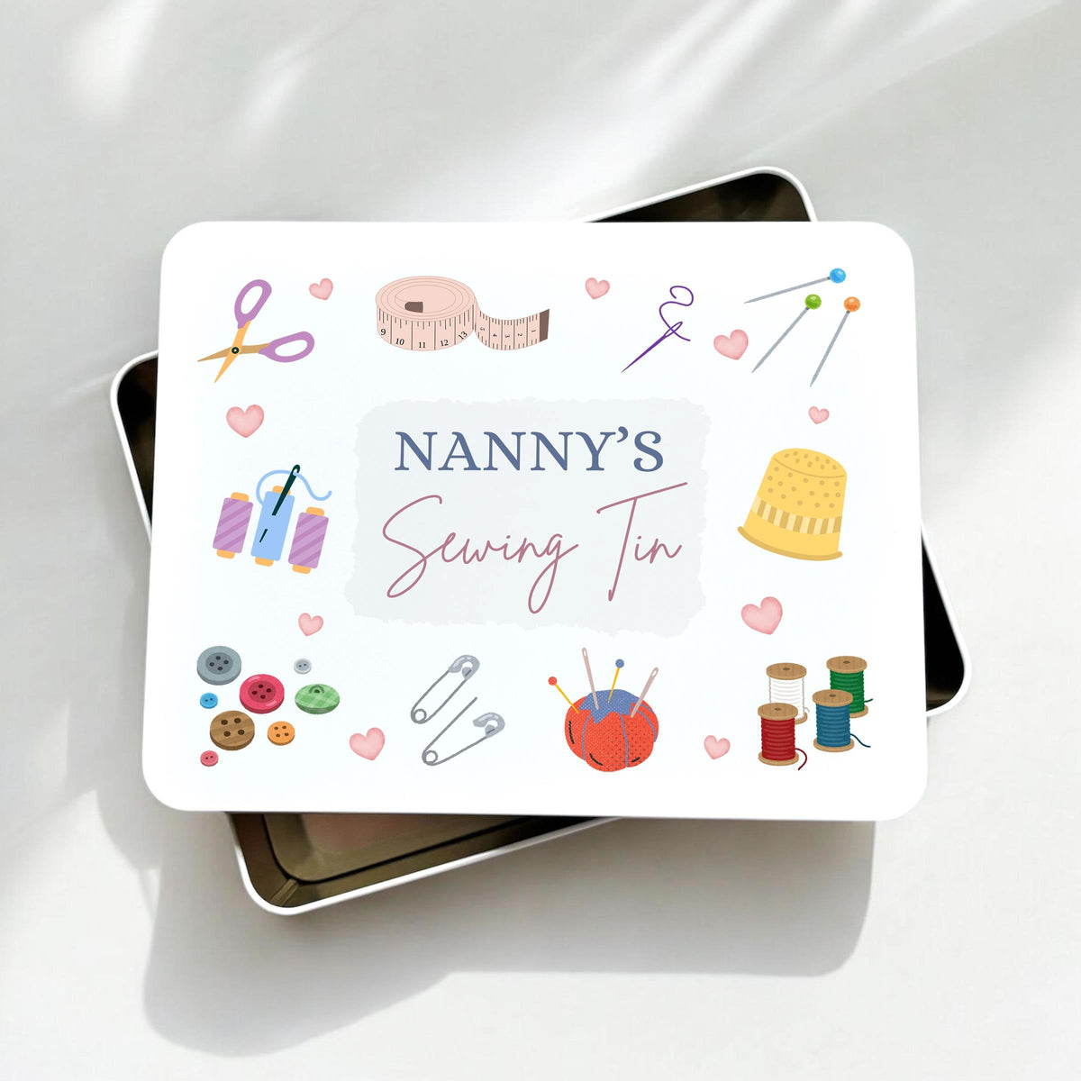 Personalised Sewing Metal Storage Tin