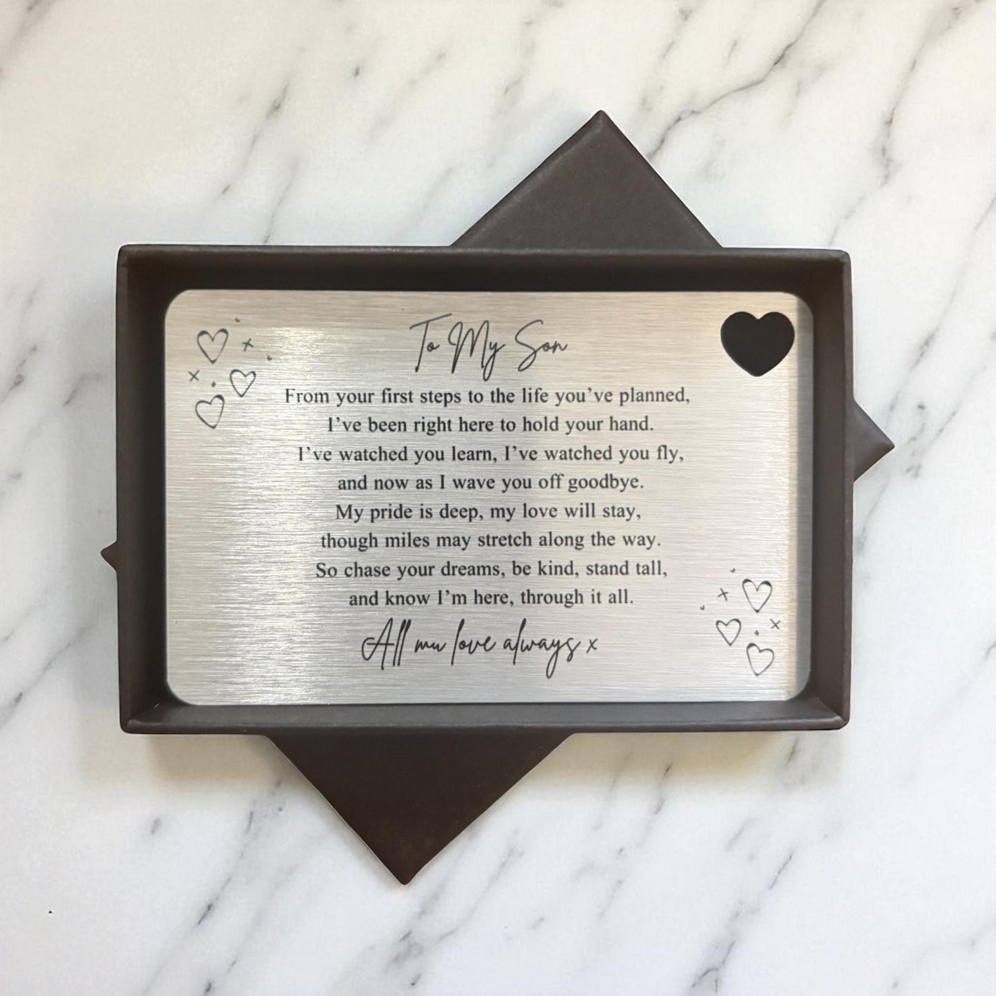 My / Our Son / Daughter Uni Emigration Sentimental Poem Metal Wallet Card