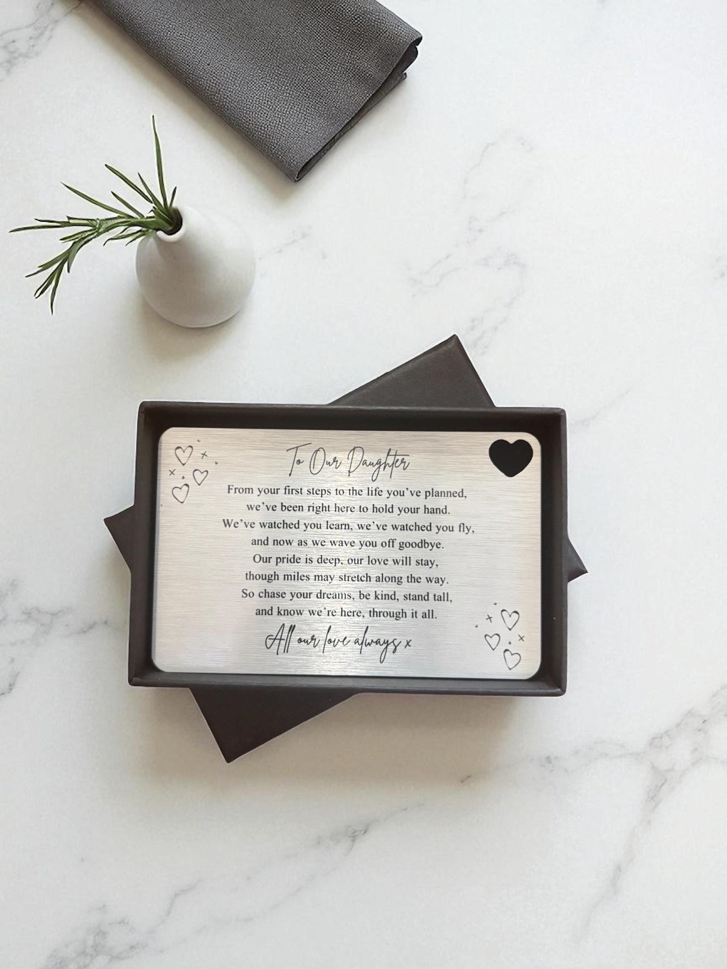 My / Our Son / Daughter Uni Emigration Sentimental Poem Metal Wallet Card