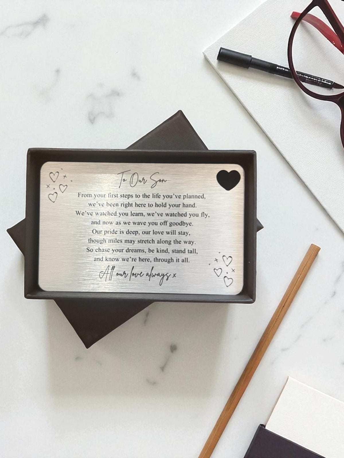 My / Our Son / Daughter Uni Emigration Sentimental Poem Metal Wallet Card