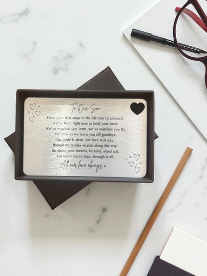 My / Our Son / Daughter Uni Emigration Sentimental Poem Metal Wallet Card