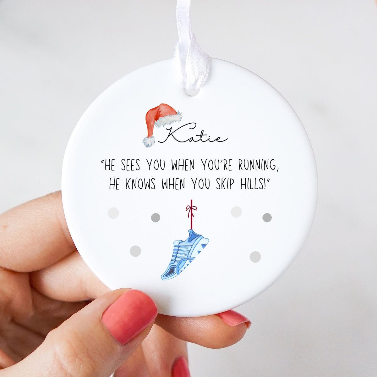 Personalised Running Funny Ceramic Christmas Tree Ornament
