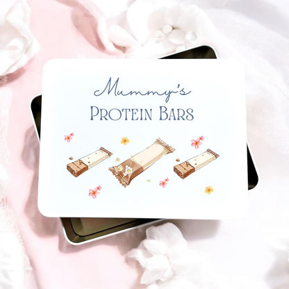 Personalised Protein Bars Storage Metal Tin