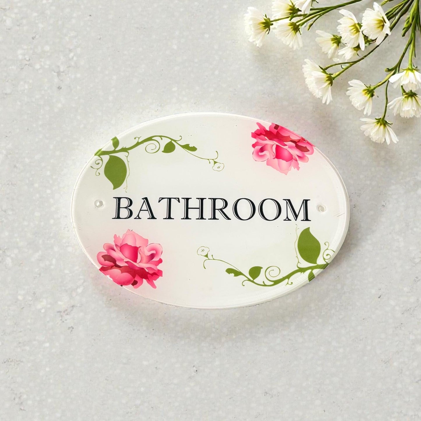 Shabby Chic Floral Door Sign - Bathroom or Toilet