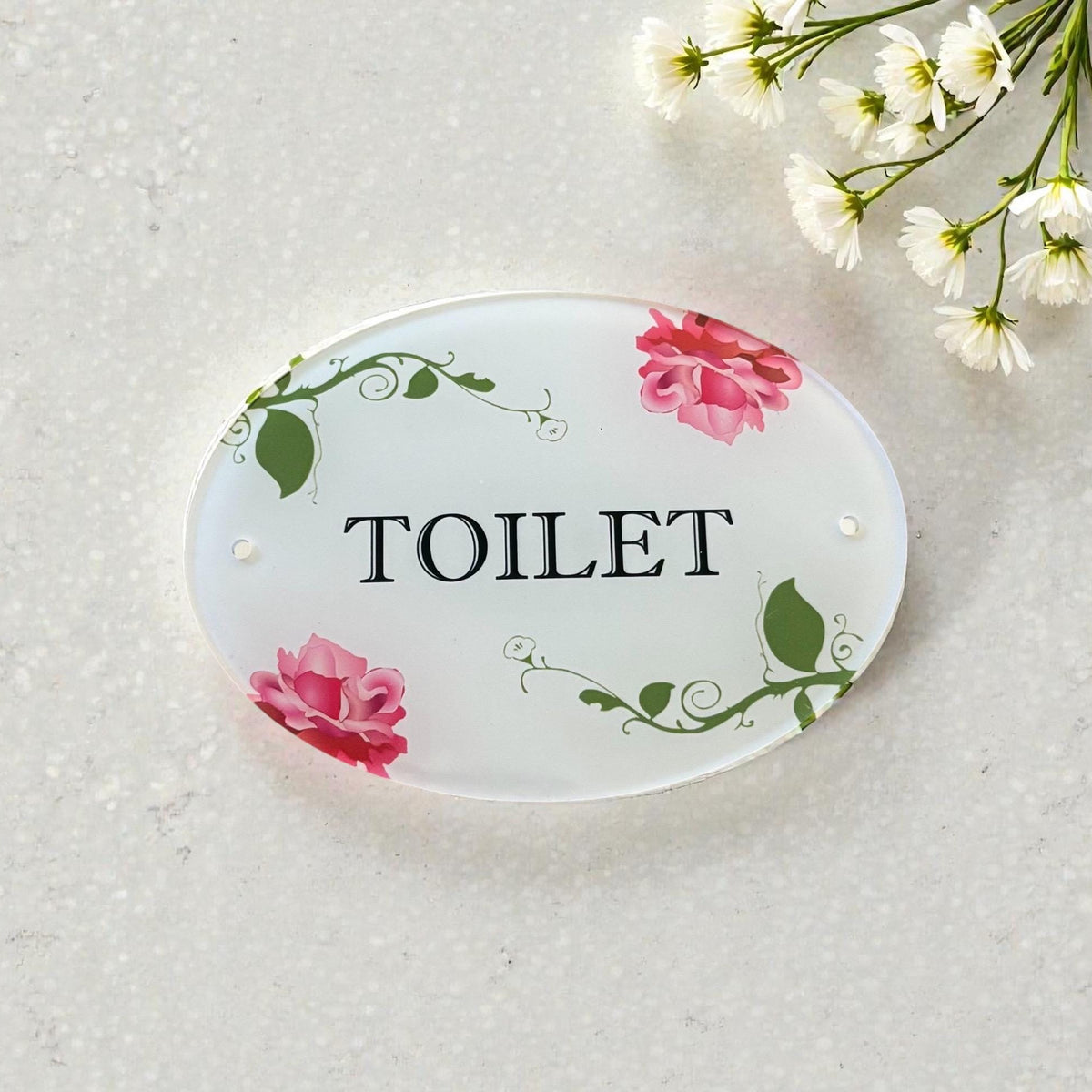 Shabby Chic Floral Door Sign - Bathroom or Toilet
