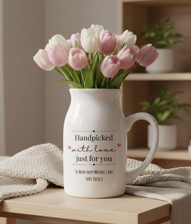 Personalised Handpicked With Love Ceramic Vase