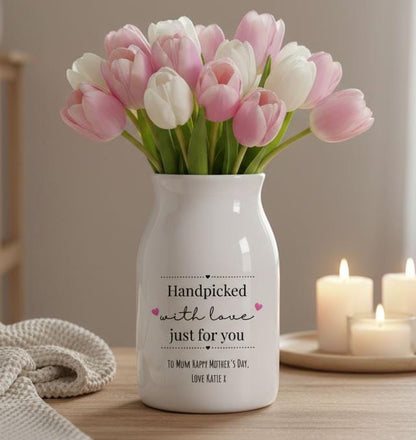 Personalised Handpicked With Love Ceramic Vase