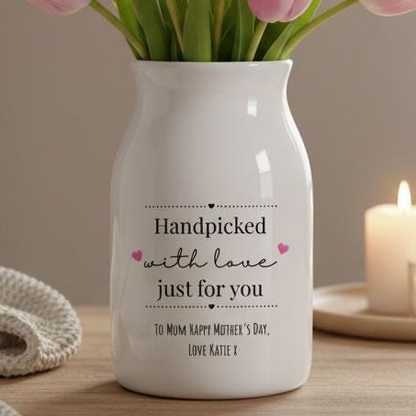 Personalised Handpicked With Love Ceramic Vase
