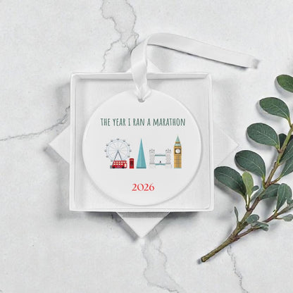 The Year I Ran A Marathon 2026 Ceramic Round Ornament Bauble