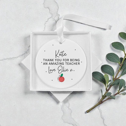 Personalised Thank You Teacher Apple Ceramic Ornament